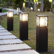 Modern Solar LED Bollard Path Light Black Waterproof Outdoor