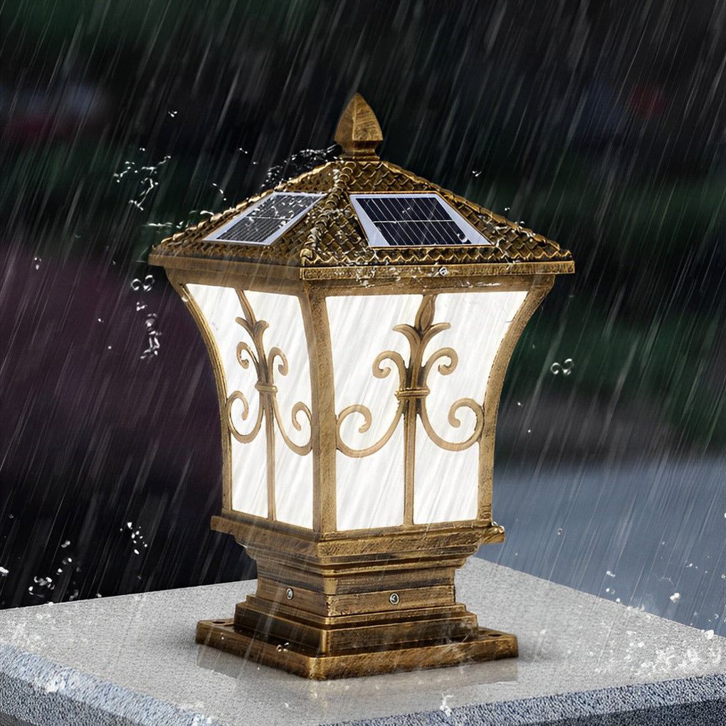 Modern Solar Powered Fence Post Light - Aluminum & Acrylic