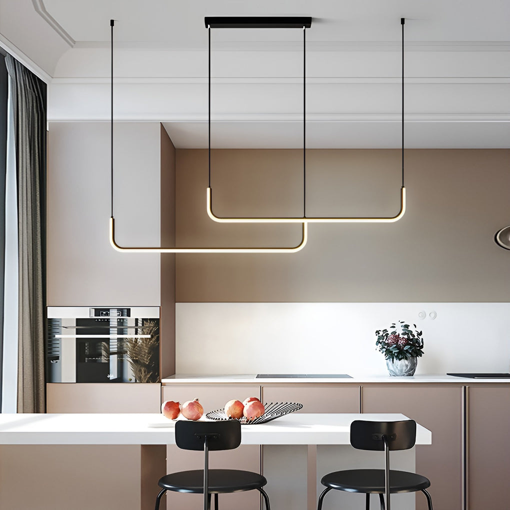 Modern Linear LED Pendant Light with 3-Step Dimming – Black Aluminum
