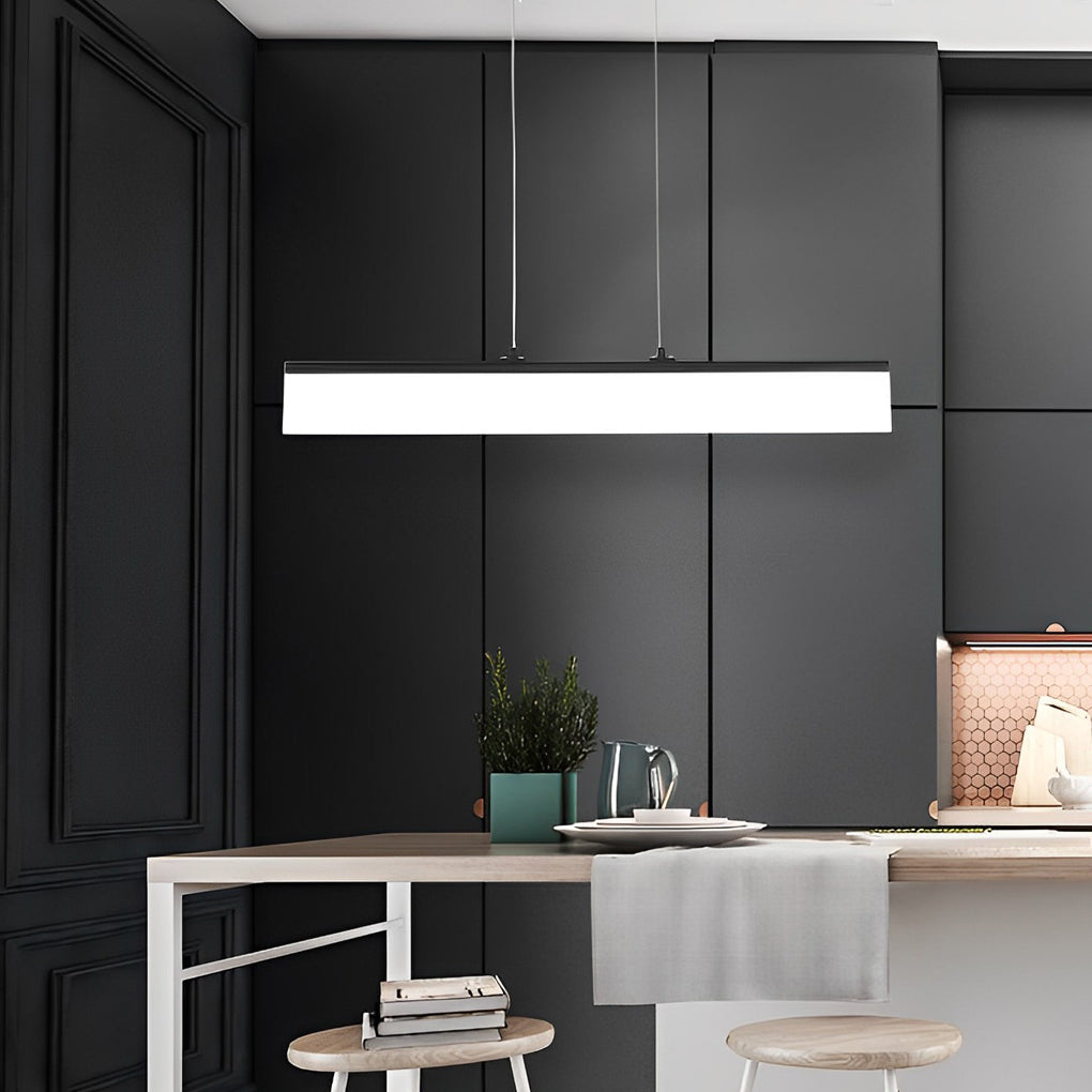Modern Linear LED Pendant Light with Stepless Dimming - Black