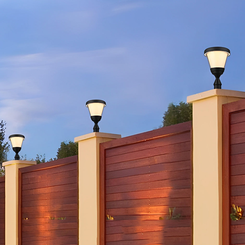 Modern Solar Fence Post Cap Light - Waterproof Aluminum Outdoor