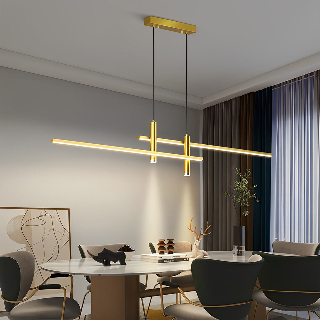 Modern Linear LED Chandelier with Dimming Control