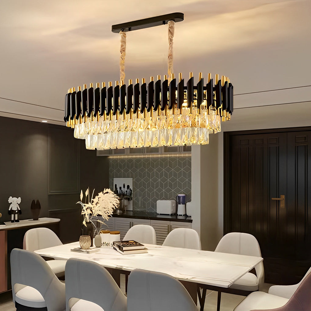 Crystal Round Oval Chandelier Modern Luxury Dimming Iron Glass