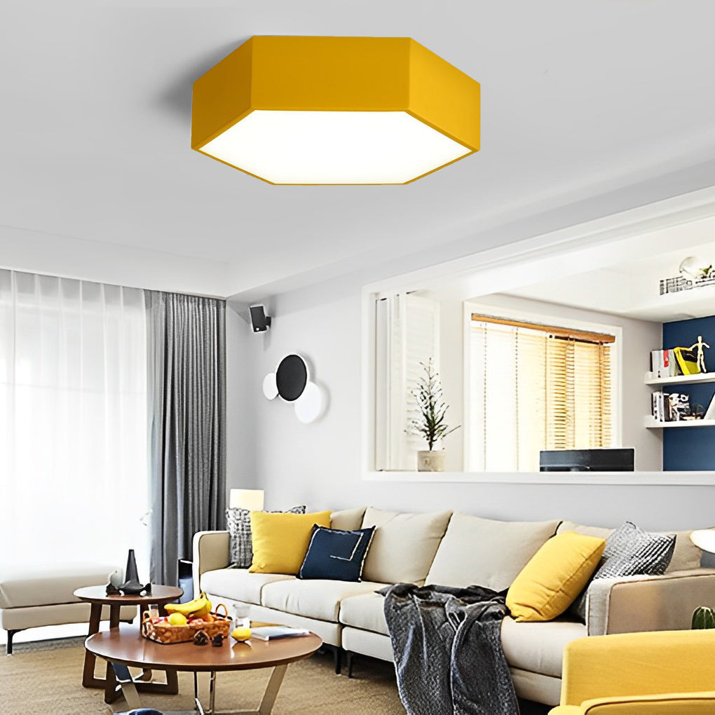Geometric LED Flush Mount Ceiling Light with Wireless Control