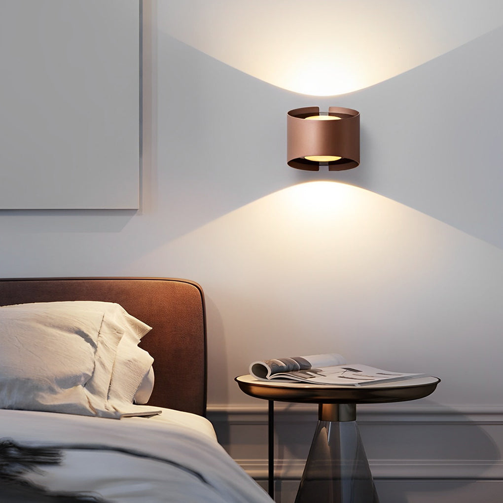 Modern Round LED Wall Sconce Aluminum Up Down Light