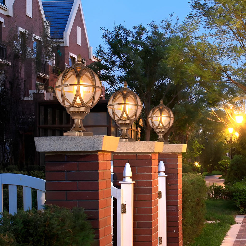 Glass Aluminum Outdoor Post Cap Light with E27 Socket