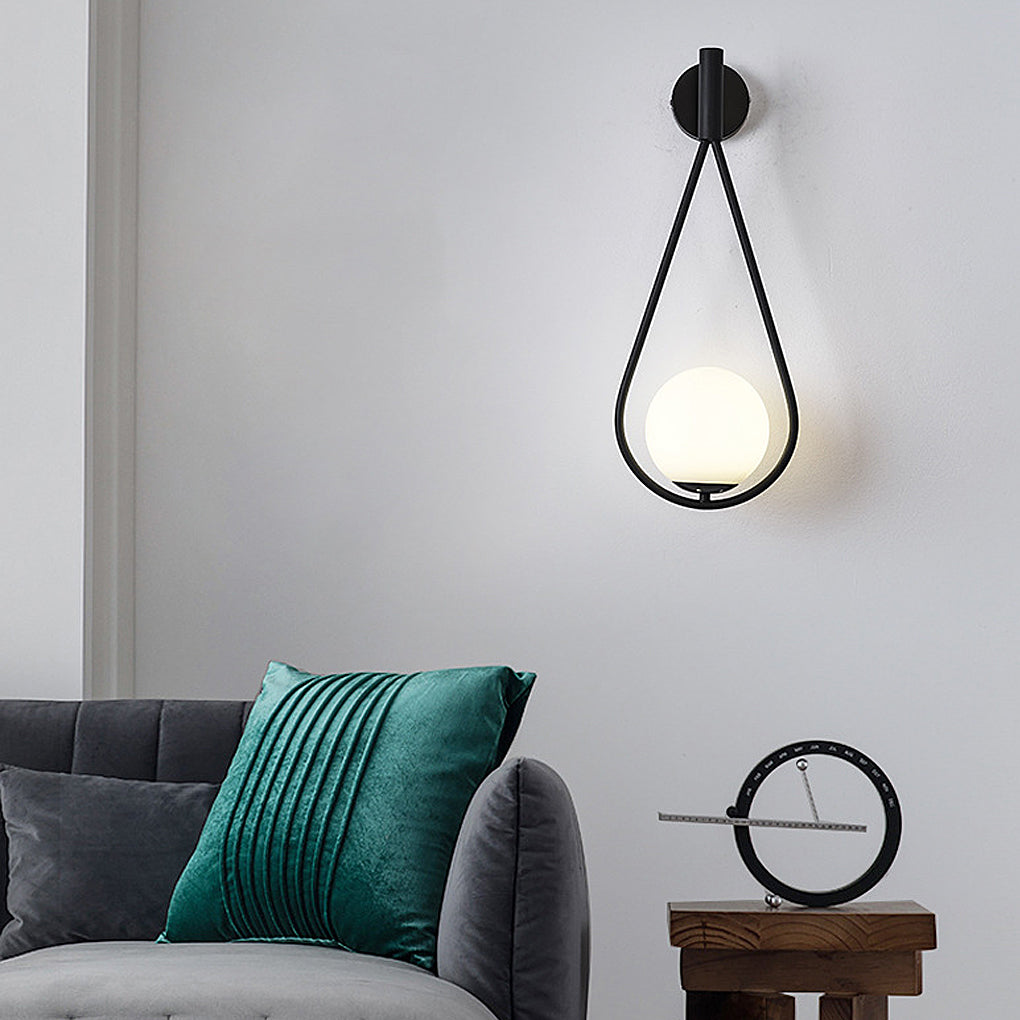 Water Drop Glass Wall Sconce Modern LED Light Fixture Black Gold