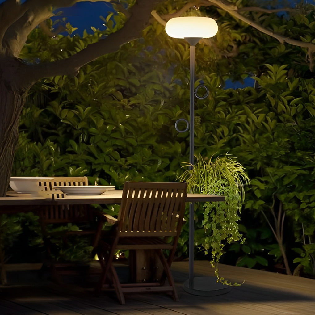 Modern LED Outdoor Floor Lamp with Remote Control - Black Steel