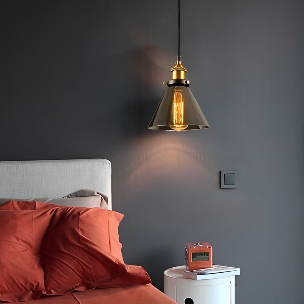 Smoke Gray Glass Industrial Pendant Light – Modern Minimalist