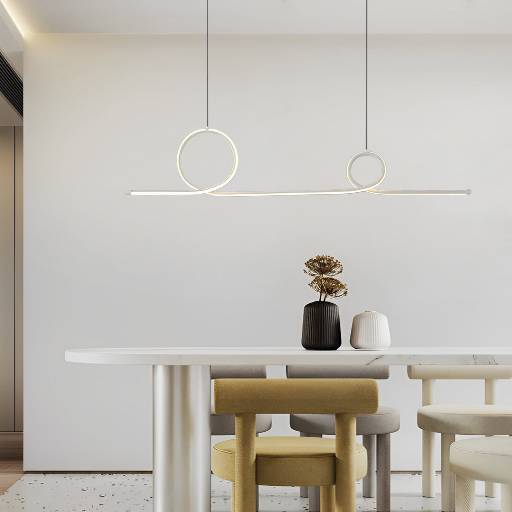Modern Wave LED Pendant Light Dimmable Aluminum Dining Chandelier
