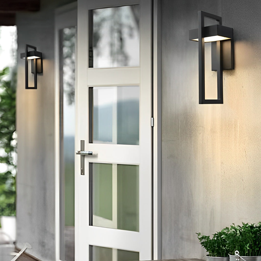 Rectangular Modern LED Outdoor Wall Lamp - Waterproof Black