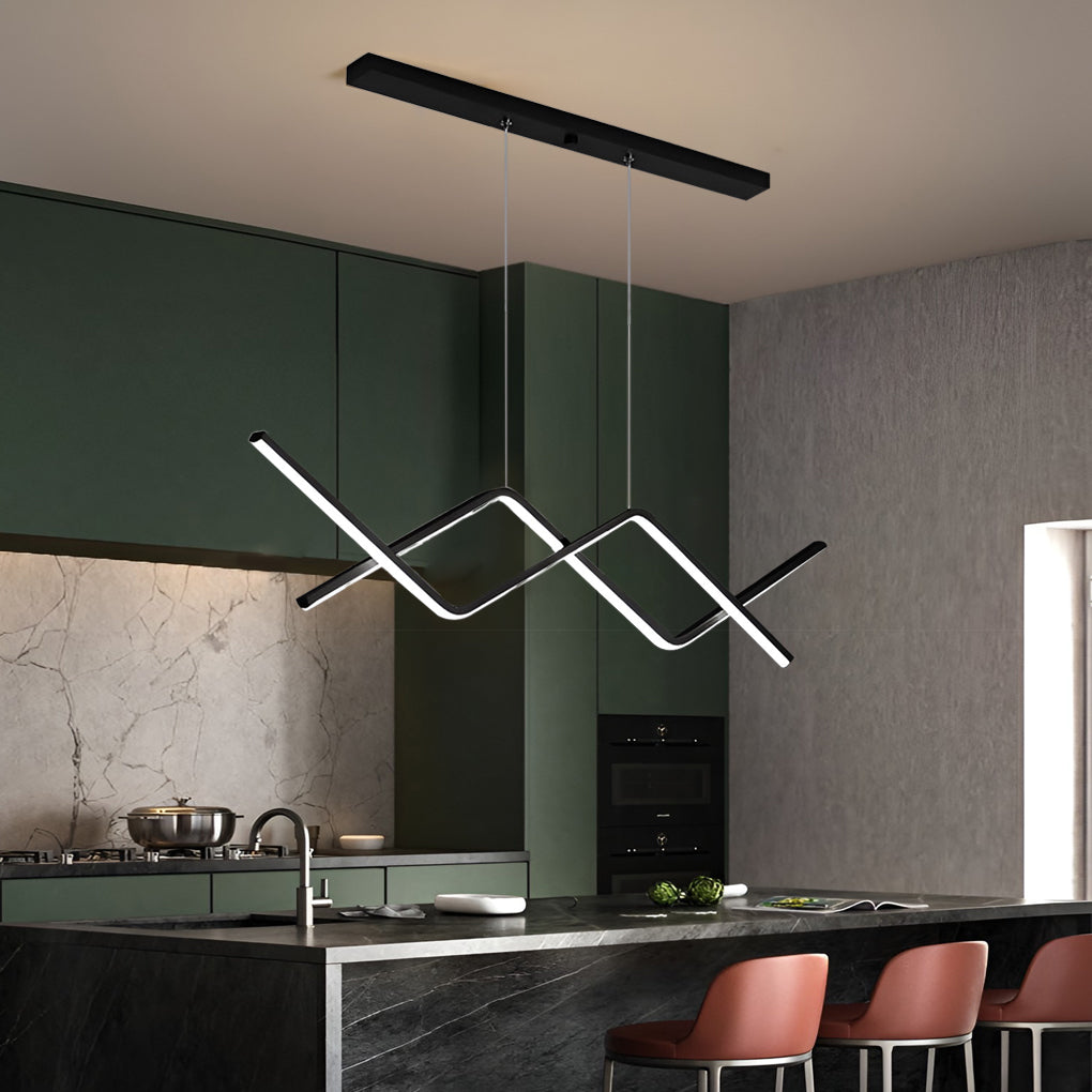 Linear LED Chandelier with 3-Step Dimming - Modern Pendant Light