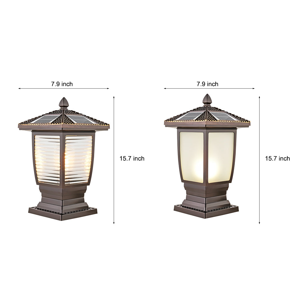 Modern Solar Fence Post Light - Glass & Aluminum Outdoor