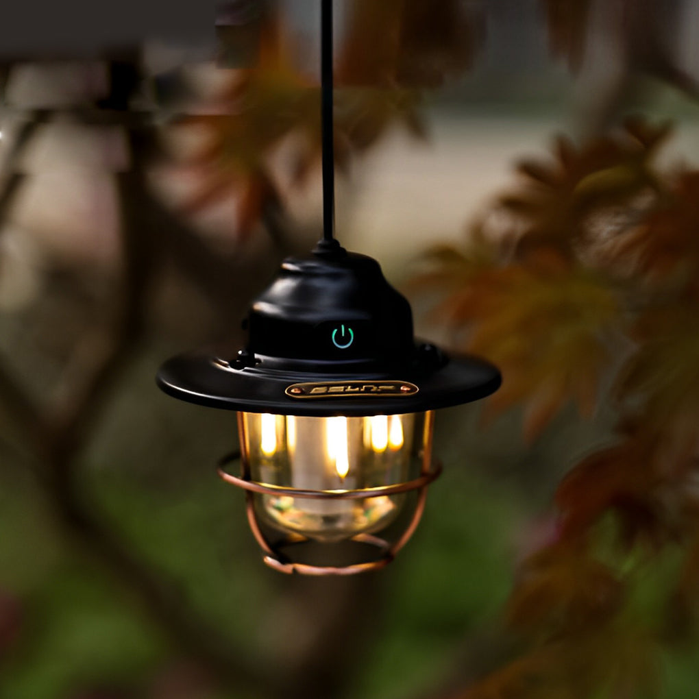 Retro LED Rechargeable Outdoor Camping Lantern with USB Charging