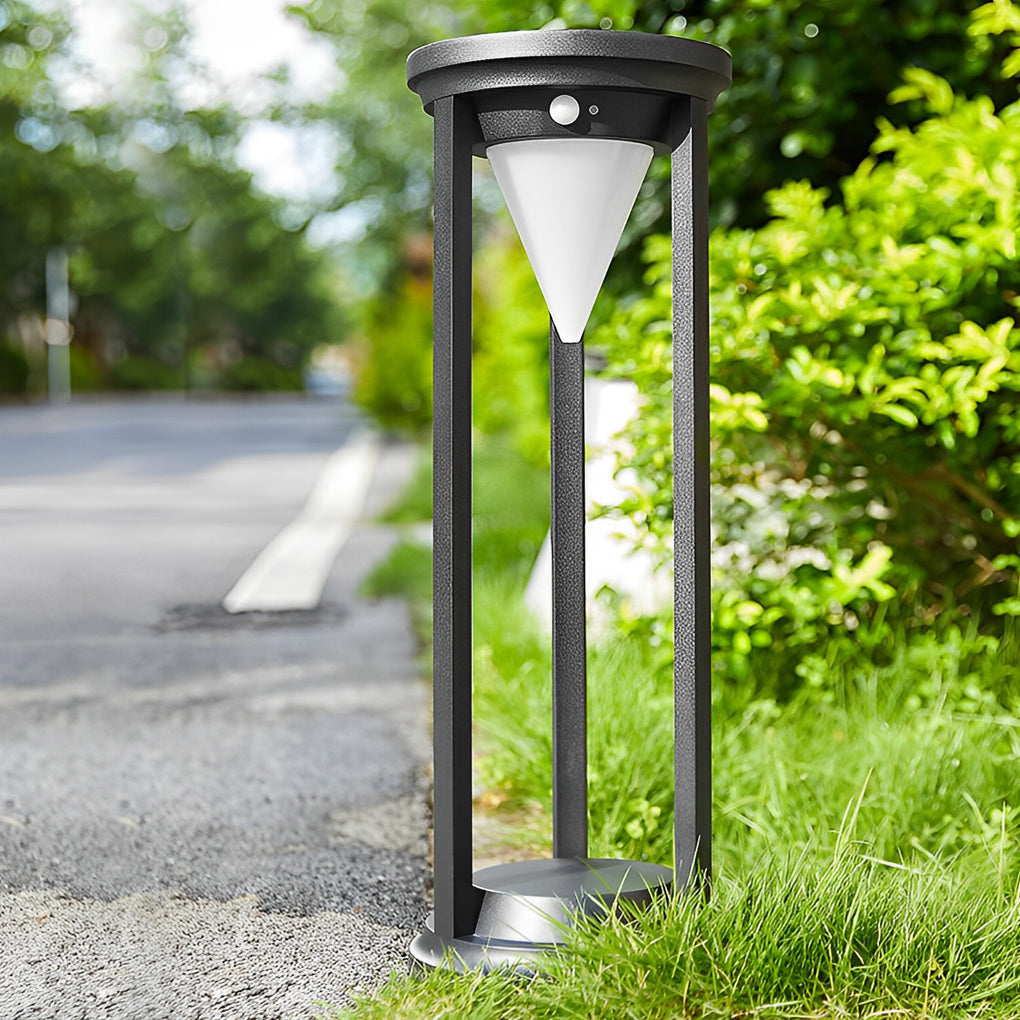 Solar LED Path Light Modern Black Aluminum Adjustable Brightness