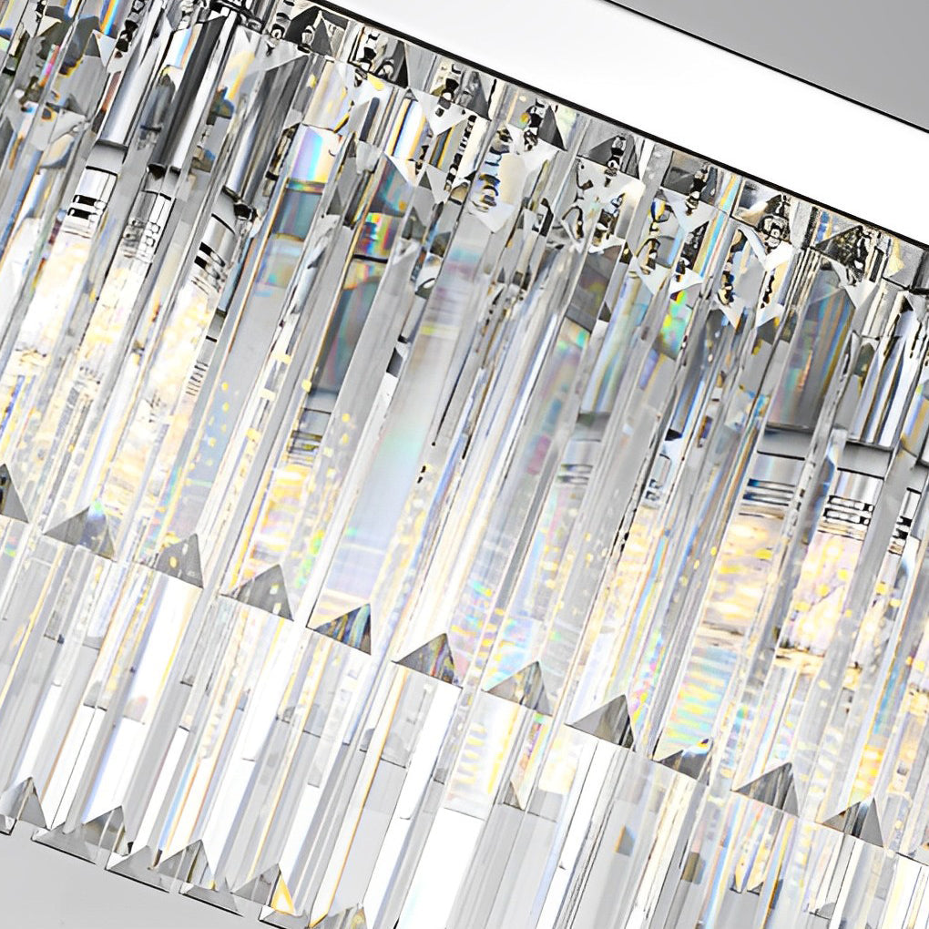Rectangular Crystal Metal Chandelier with 3-Step Dimming