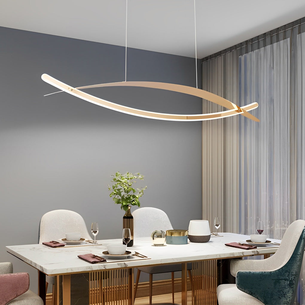 Modern Linear LED Pendant Light with Stepless Dimming