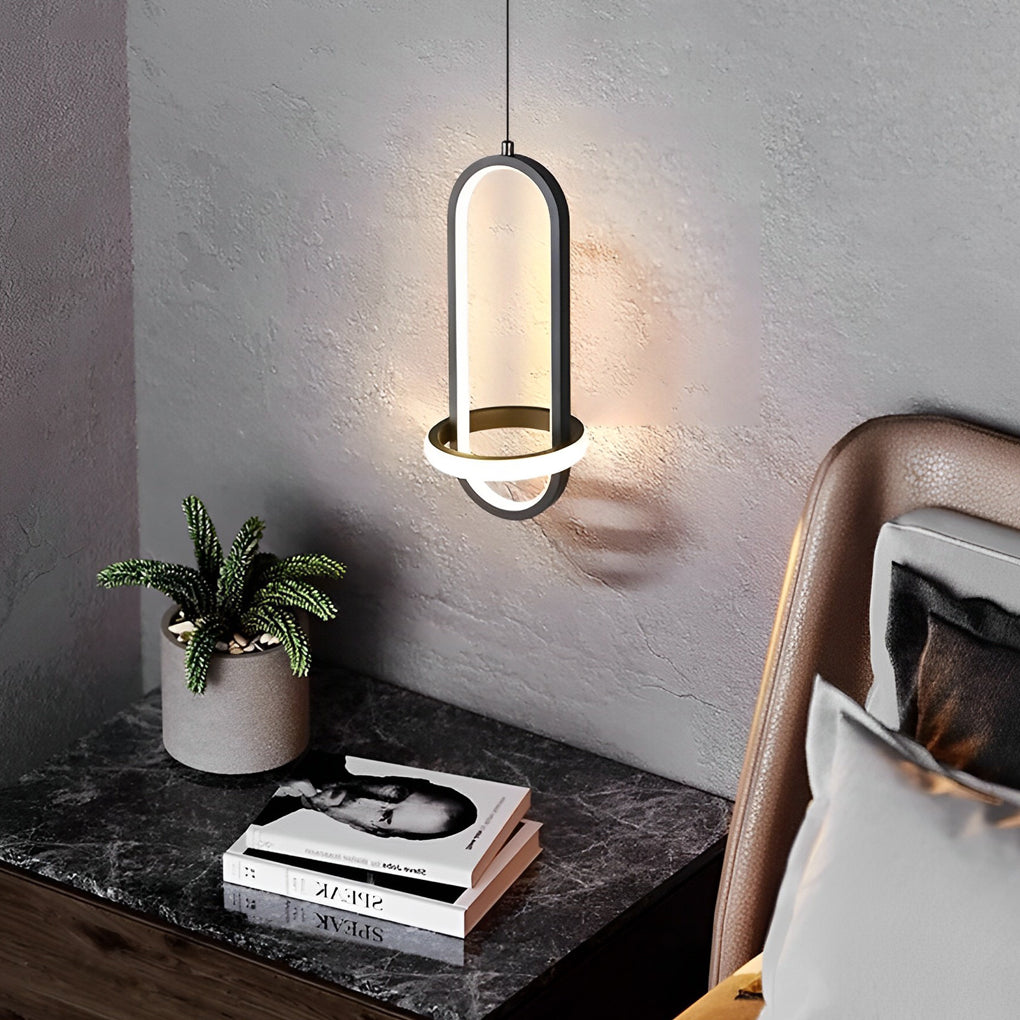 Modern Rounded Rectangle LED Pendant Light Aluminum Silicone Shade