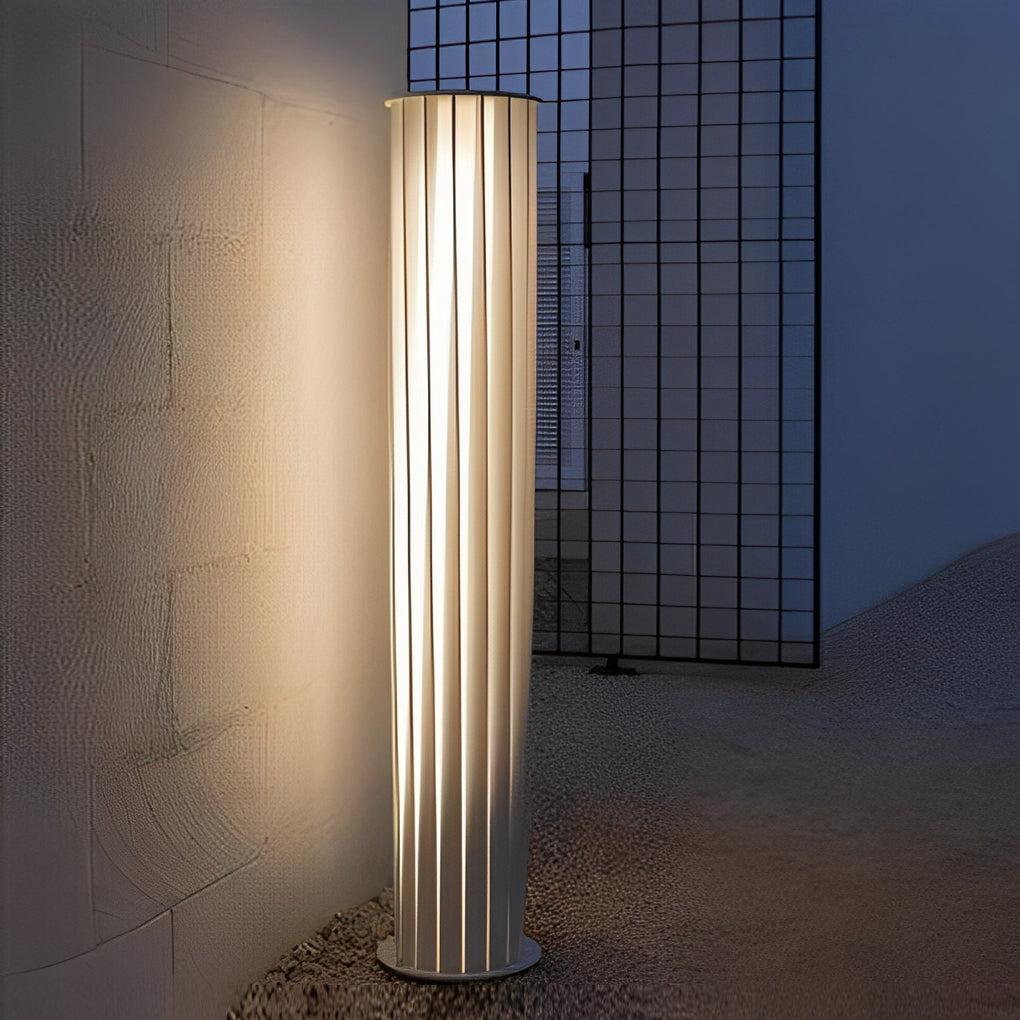 Modern Solar LED Lawn Light with Twisted Metal Design