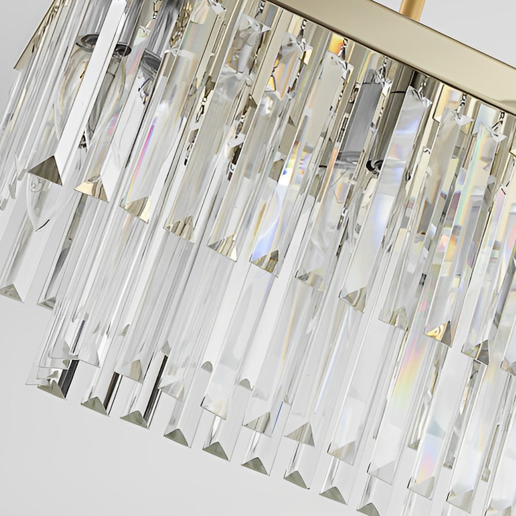 Rectangular Crystal Chandelier with Three-Step Dimming LED