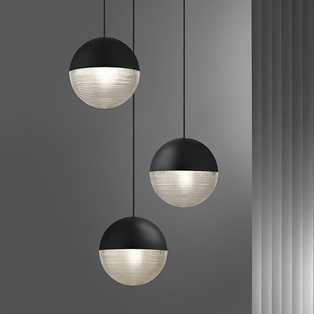 Modern Glass Globe Pendant Light with Gold & Black Finish
