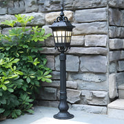 Outdoor Retro Post Lamp - Aluminum & Glass Landscape Light