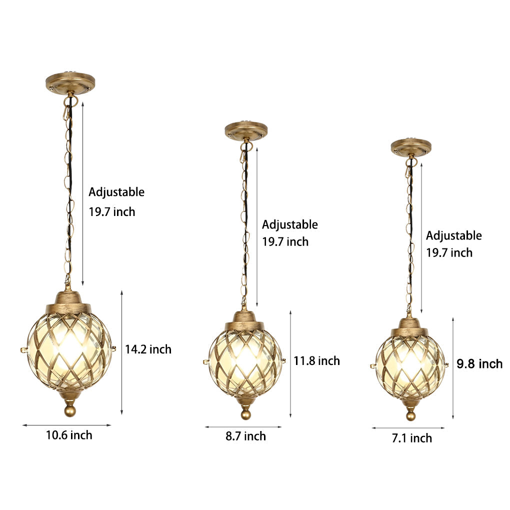 Tea Glass Globe Outdoor Pendant Light Modern Aluminum Lantern