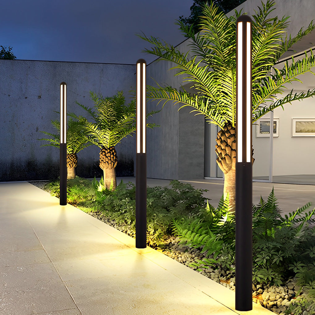 Modern Black Aluminum LED Bollard Light – Outdoor Waterproof
