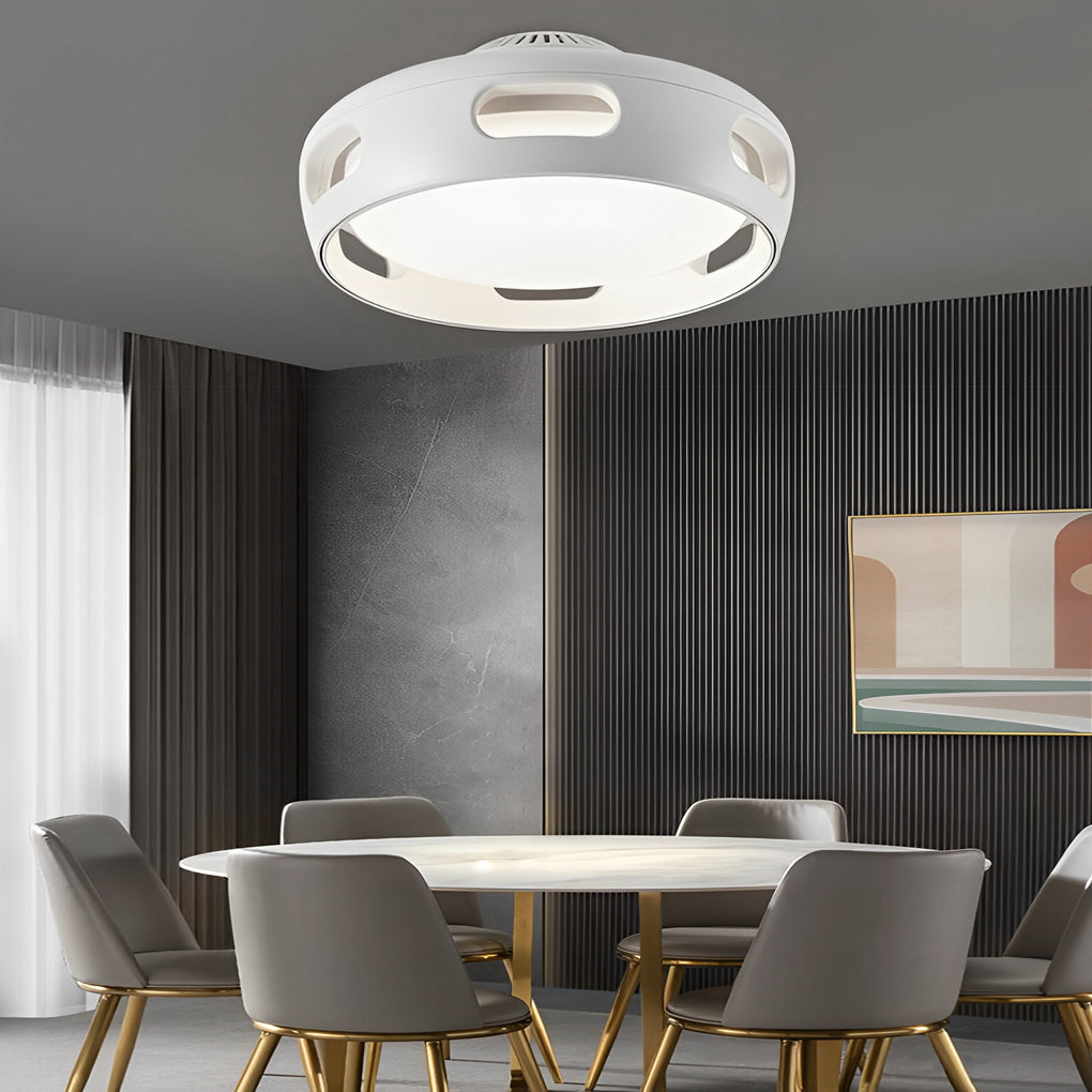 Smart Dimmable Bladeless Ceiling Fan Light with LED - White