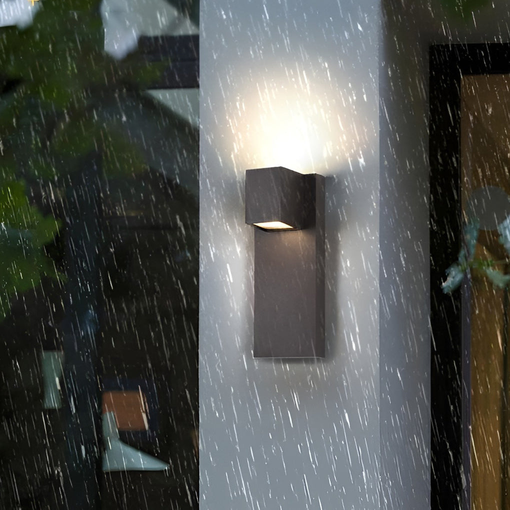 Square Waterproof LED Outdoor Wall Sconce Up Down Lighting Black