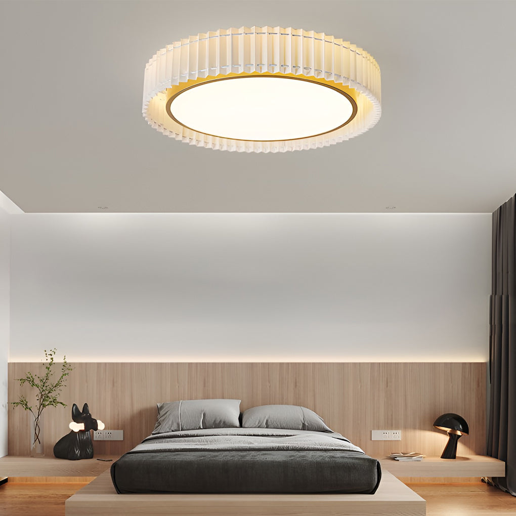 Pleated Fabric LED Ceiling Light with 3-Step Dimming