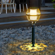 Matte Black Solar Caged Lantern - Modern Outdoor Landscape Light
