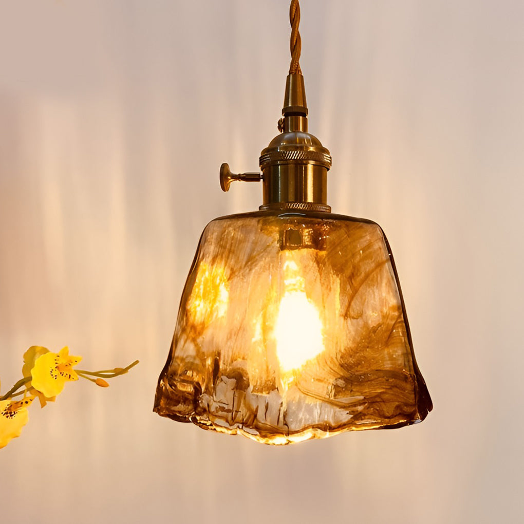 Modern Glass Pendant Light with Electroplated Metal Finish
