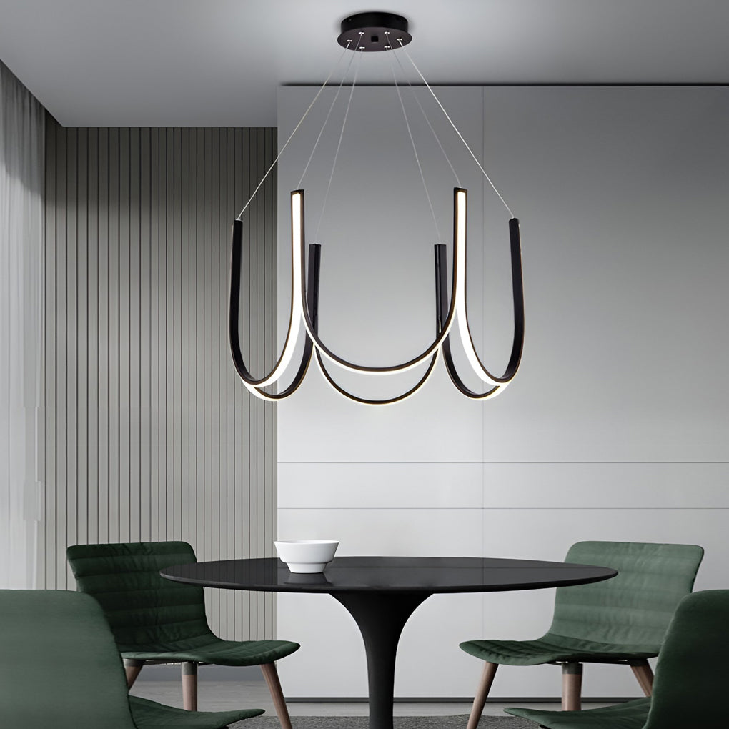 Modern LED Chandelier with 3-Step Dimming - Aluminum & Iron