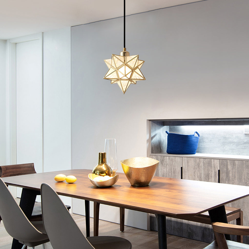 Star Pendant Light | Modern 3-Step Dimming | Glass & Iron Finish