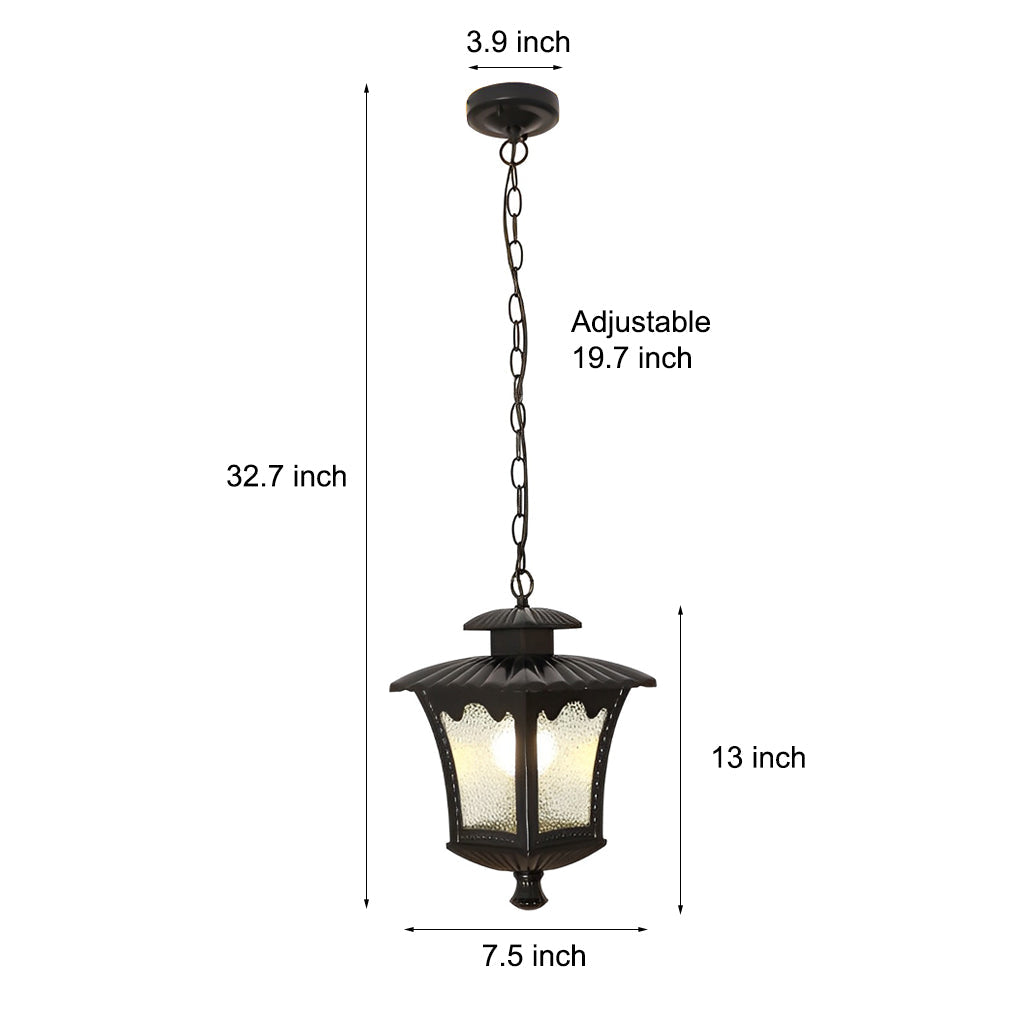 Waterproof Outdoor Pendant Light with Glass Shade & Aluminum Body