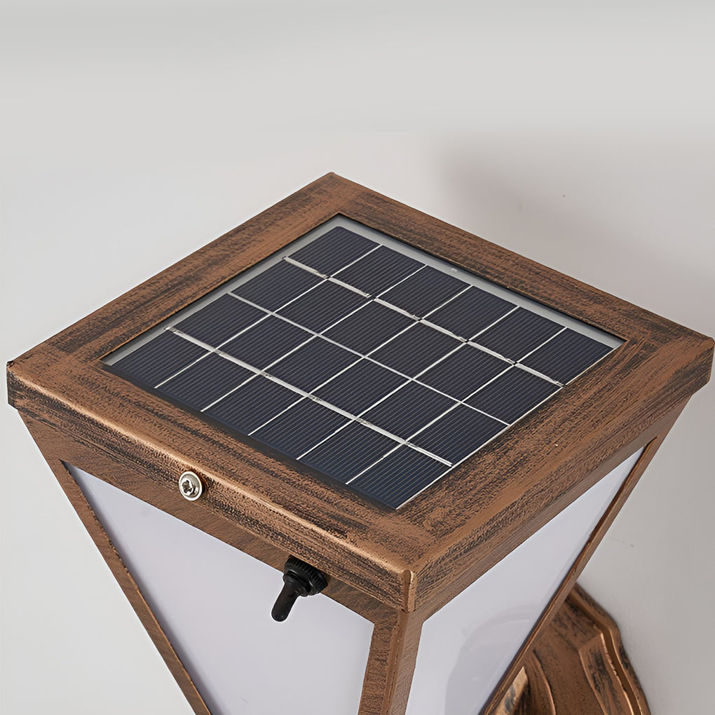 Industrial Tapered Solar LED Outdoor Wall Light - Dimmable Waterproof