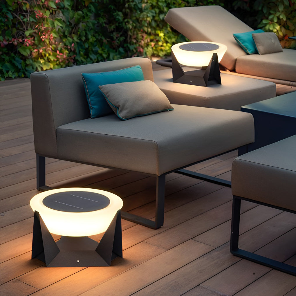 Solar LED Outdoor Post Light - Gray Stainless Steel Pillar Lamp