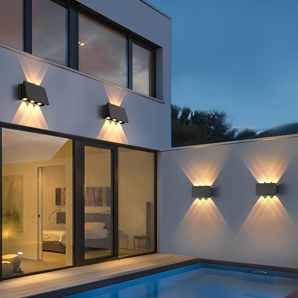 Modern Solar LED Up Down Wall Light Waterproof Outdoor Sconce