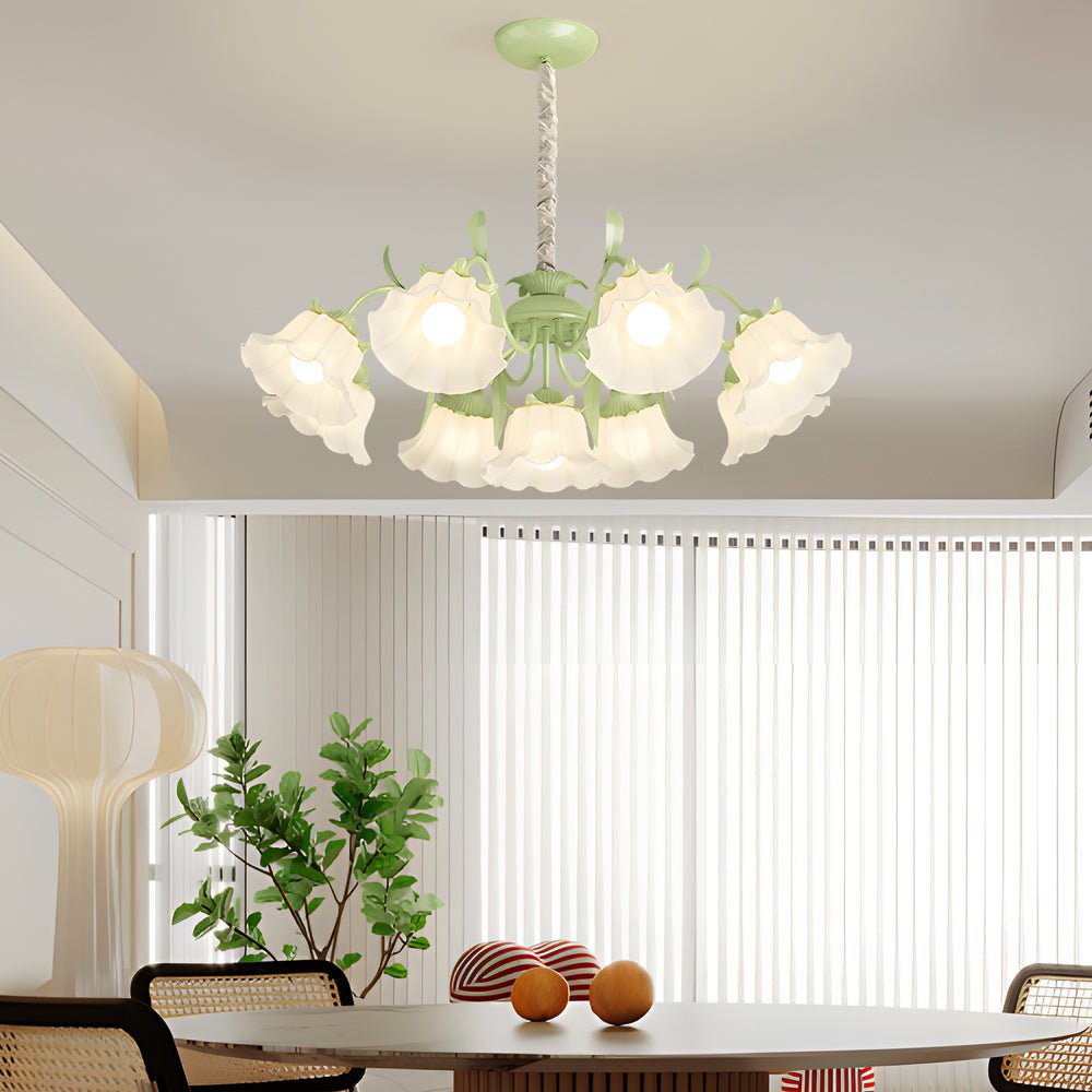 9-Light Floral Glass Chandelier with Three-Step Dimming