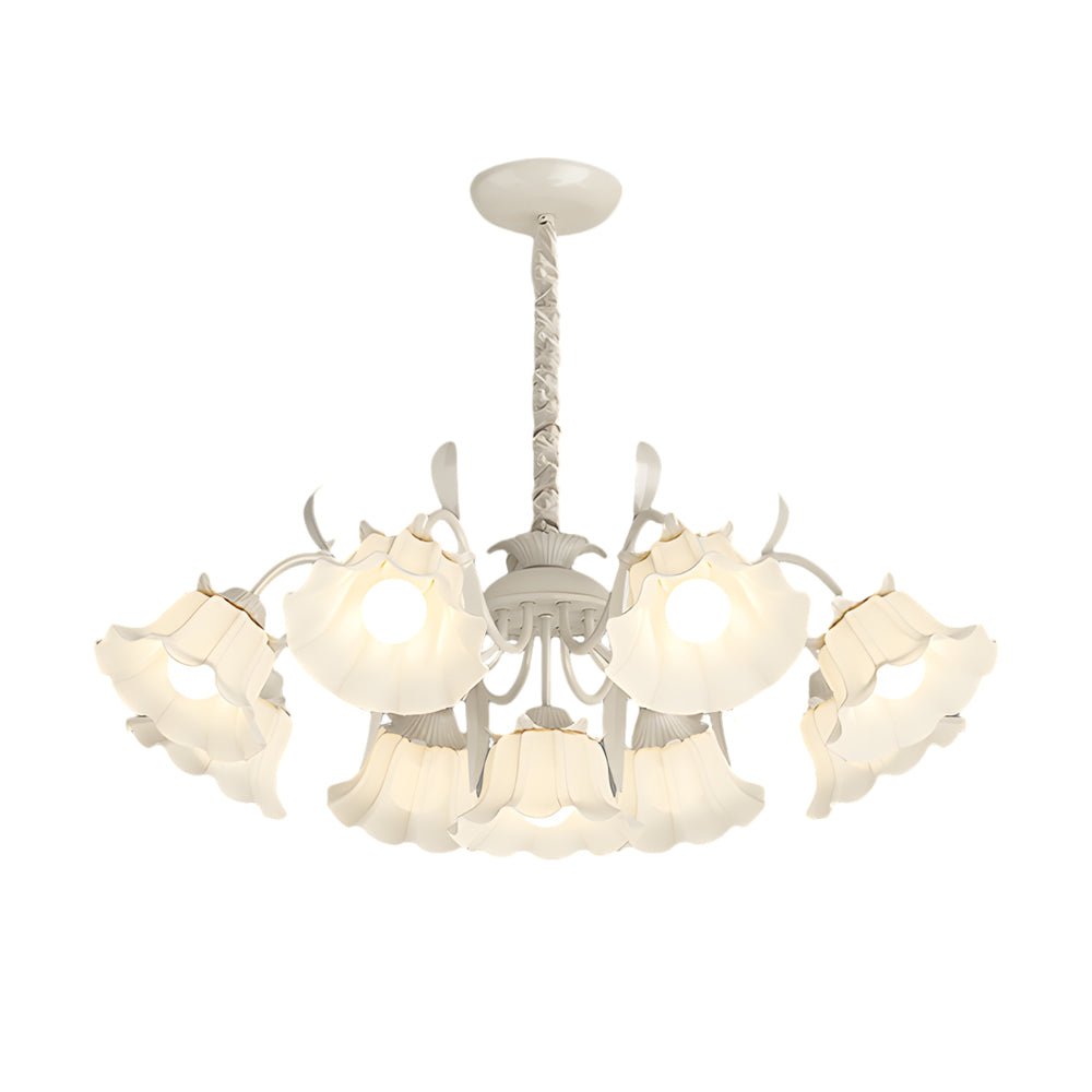 9-Light Floral Glass Chandelier with Three-Step Dimming