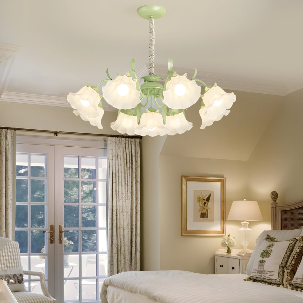 9-Light Floral Glass Chandelier with Three-Step Dimming