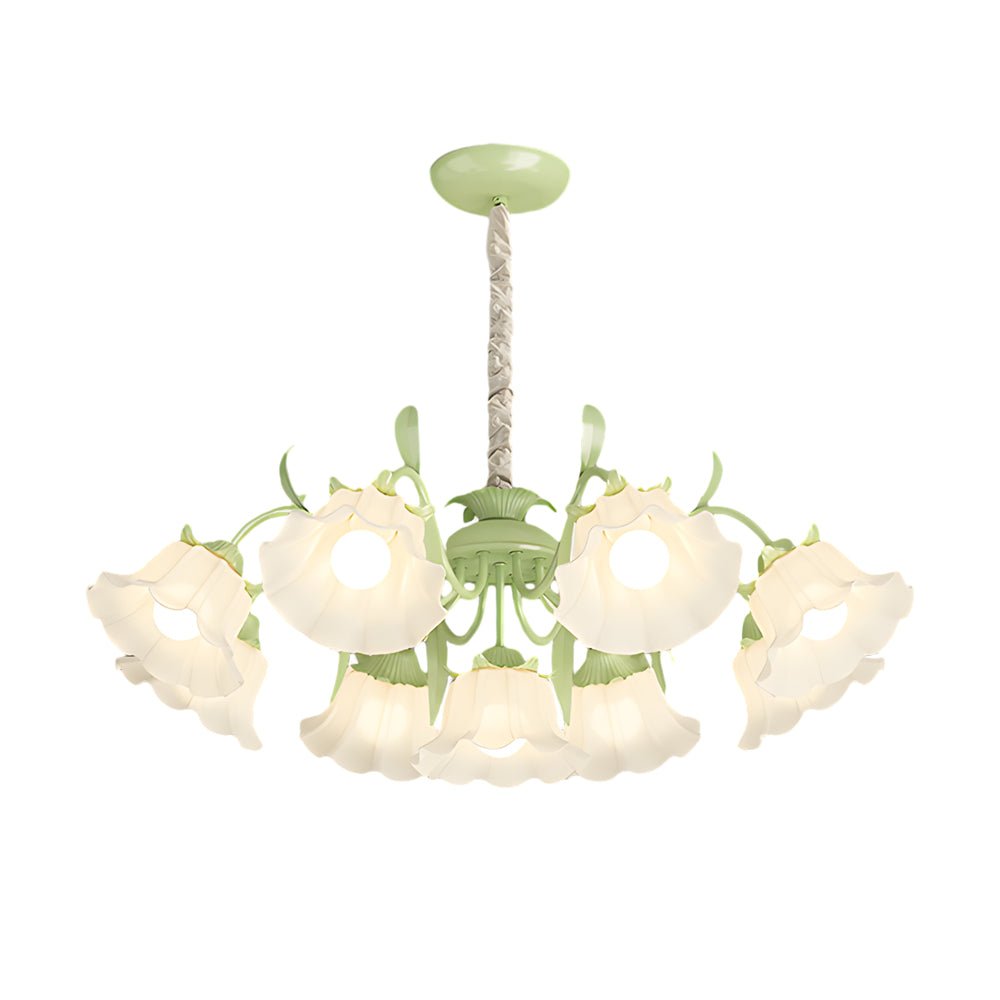 9-Light Floral Glass Chandelier with Three-Step Dimming