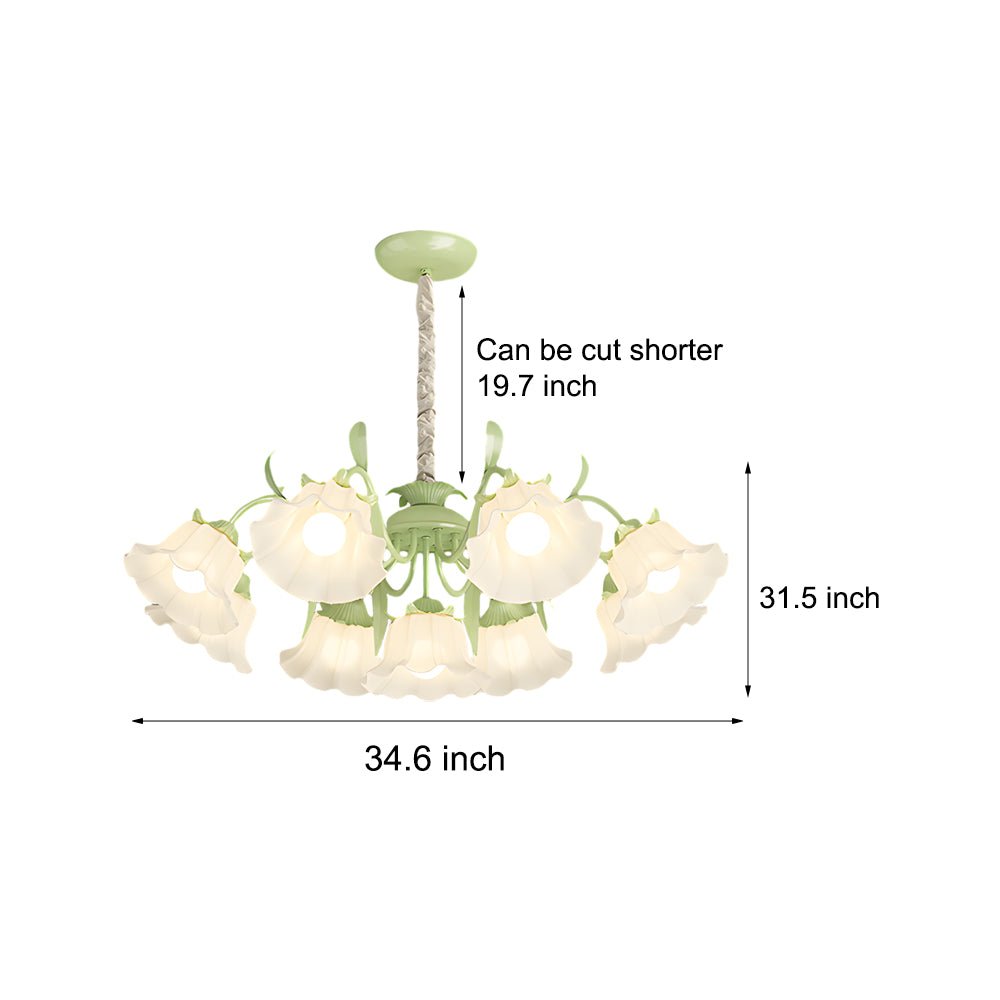 9-Light Floral Glass Chandelier with Three-Step Dimming