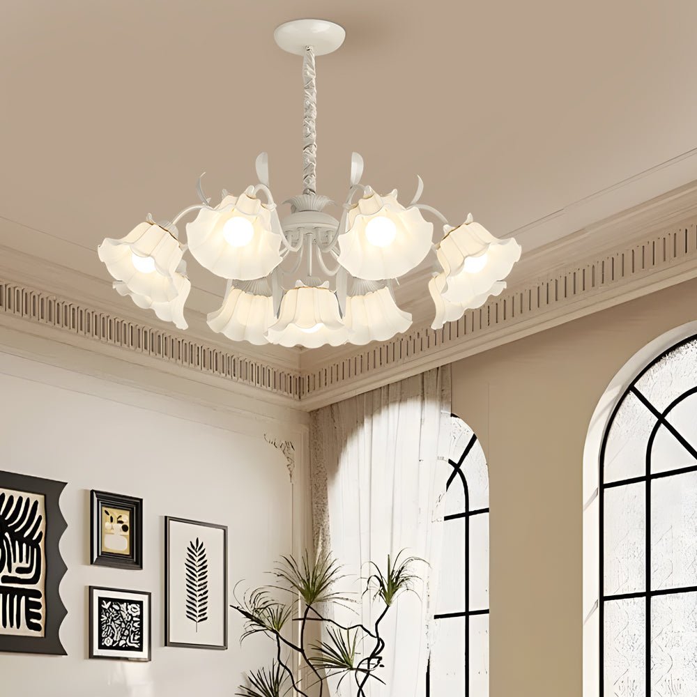 9-Light Floral Glass Chandelier with Three-Step Dimming