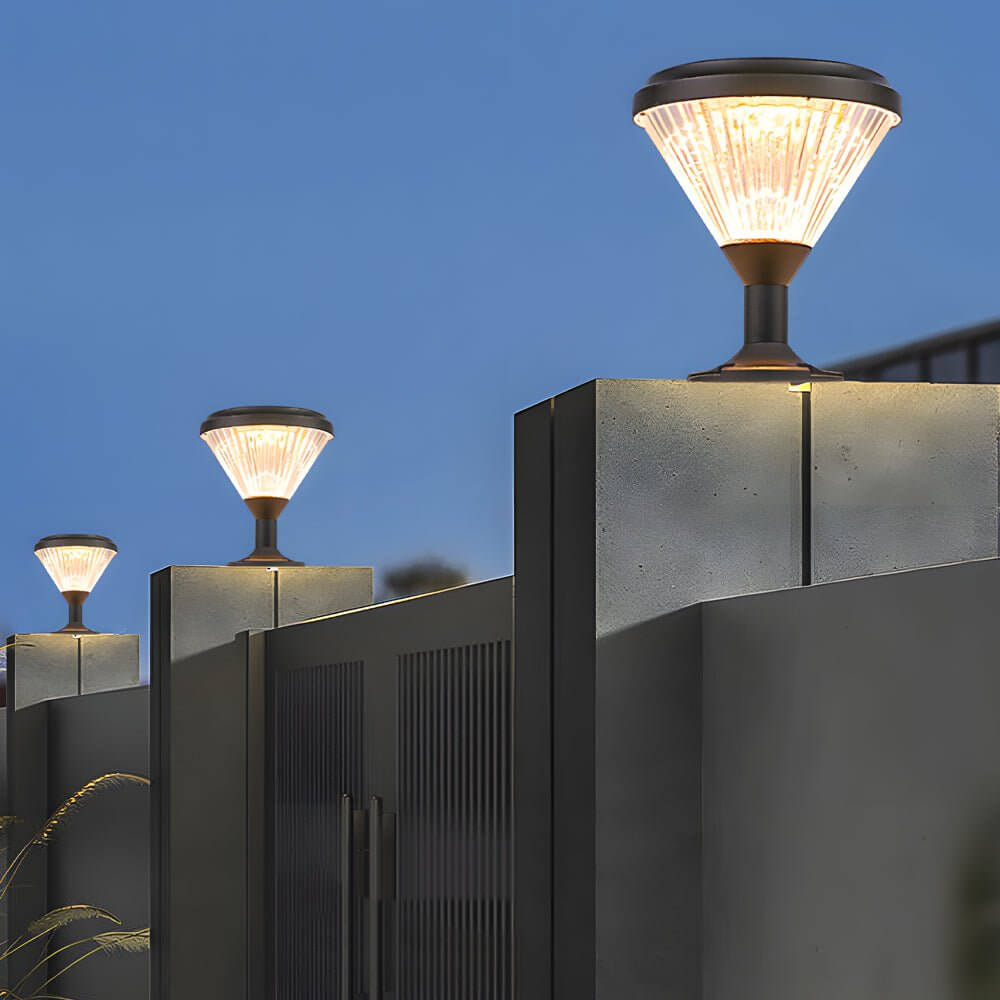 Solar LED Pier Mount Light - Modern Black Aluminum Outdoor Post Light