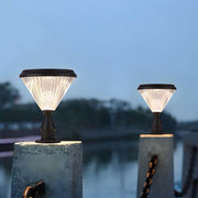 Solar LED Pier Mount Light - Modern Black Aluminum Outdoor Post Light