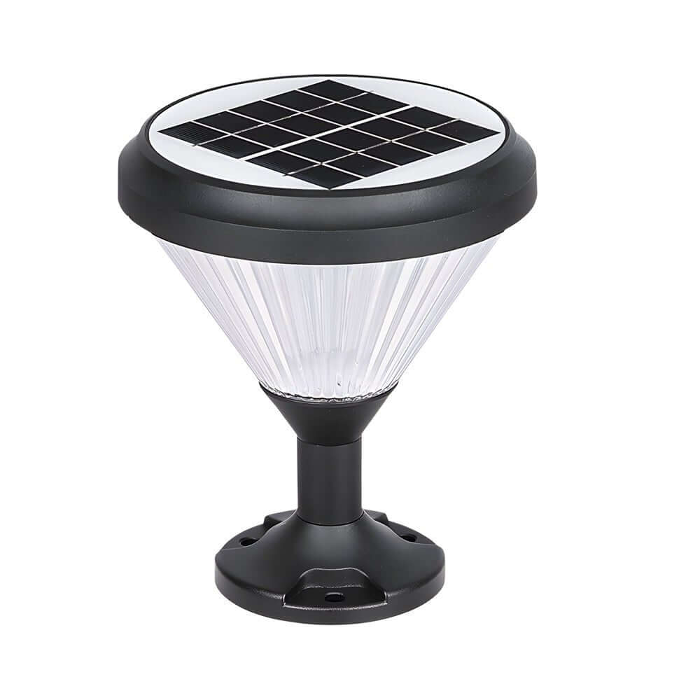 Solar LED Pier Mount Light - Modern Black Aluminum Outdoor Post Light