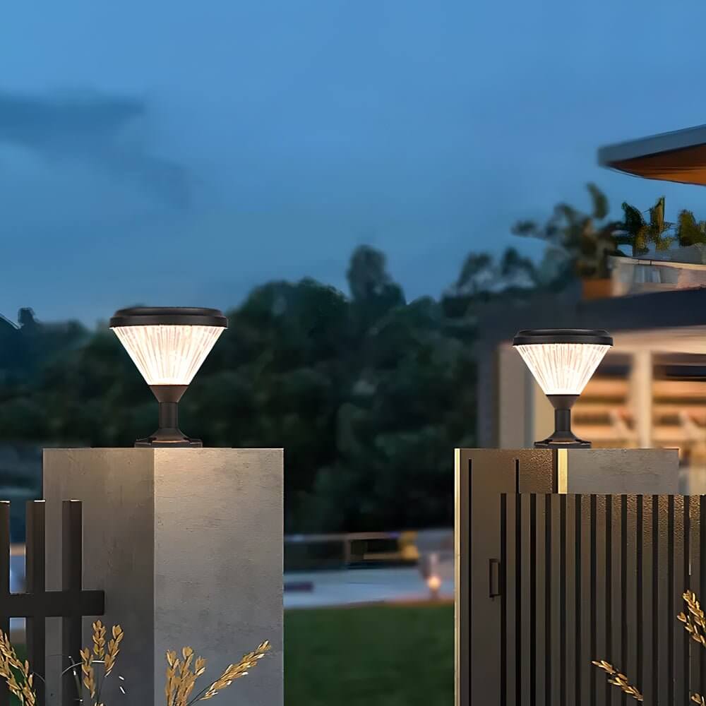 Solar LED Pier Mount Light - Modern Black Aluminum Outdoor Post Light