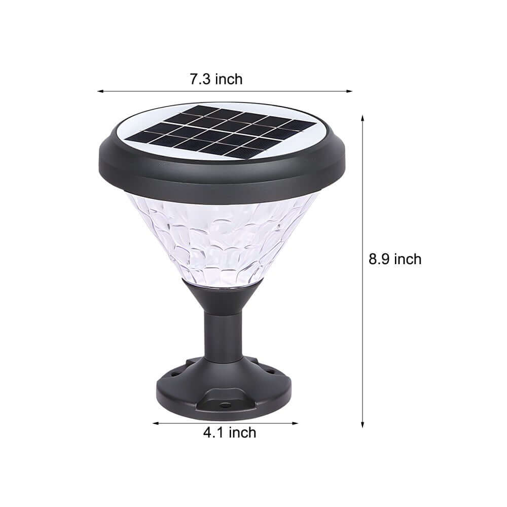 Modern Black Solar LED Post Light - Aluminum & PC Geometric Shade